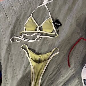 Zaful green Ribbed Bikini